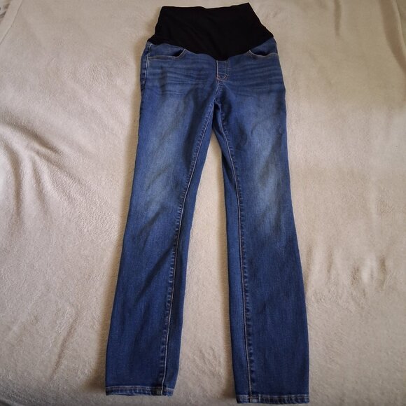 Hatch Women's Size 27 Indigo Medium Wash Over the Bump Slim Maternity Jean - Picture 3 of 13